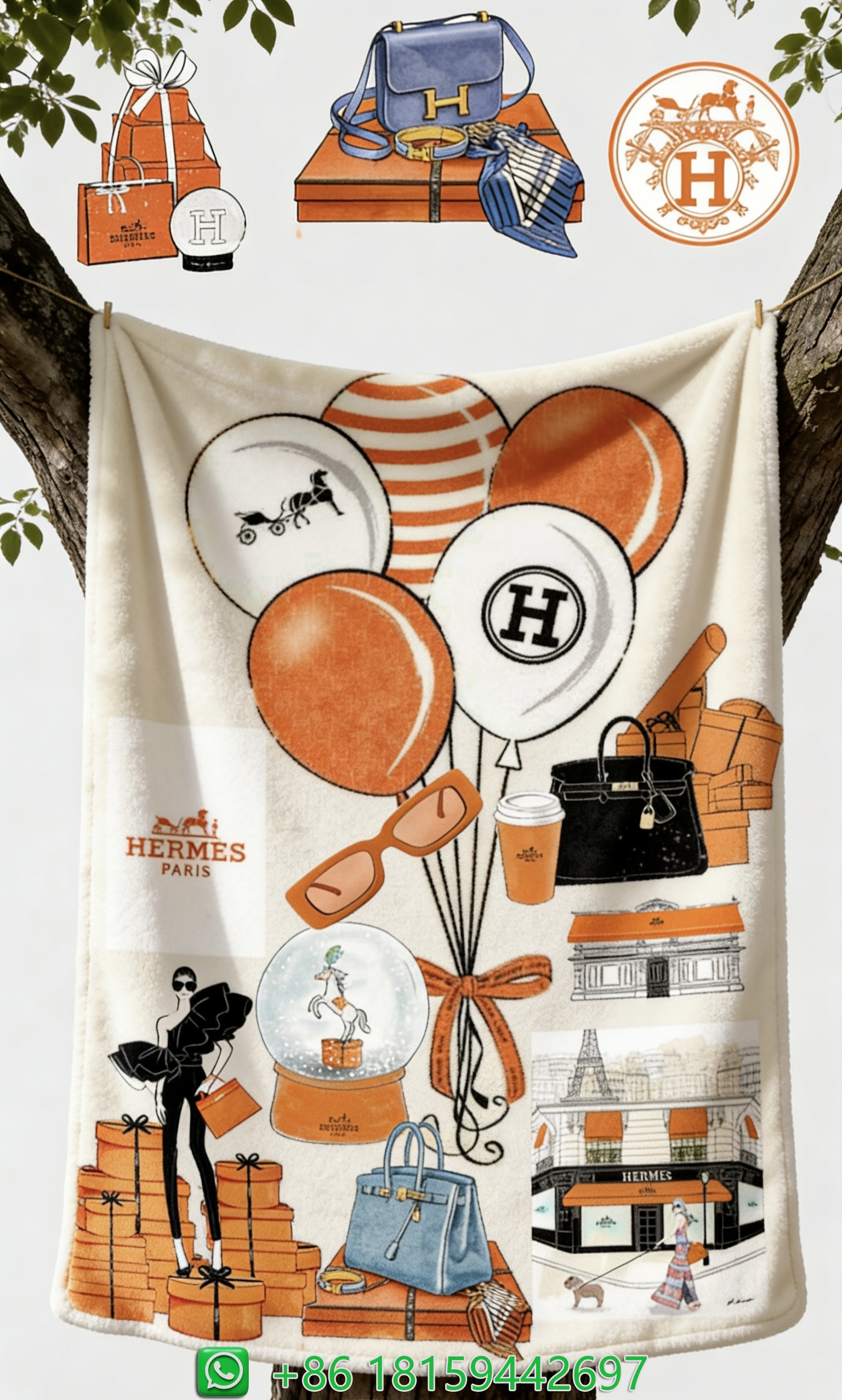 Hermes Throw Blankets